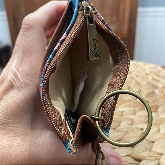 Catchfly Mini Wallet Floral Horseshoe Bow ID Holder Detachable Wristlet NWT - Picture 4 of 5